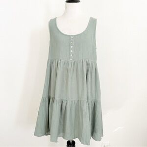 Sage Green Sleeveless Tiered Top